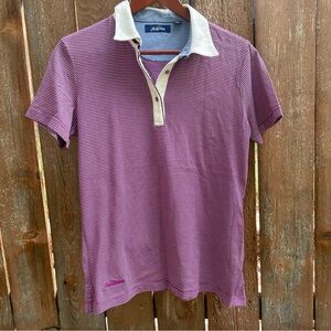 JACK NICKLAUS Womens Purple White Striped Polo Golf Tennis Shirt Size Large